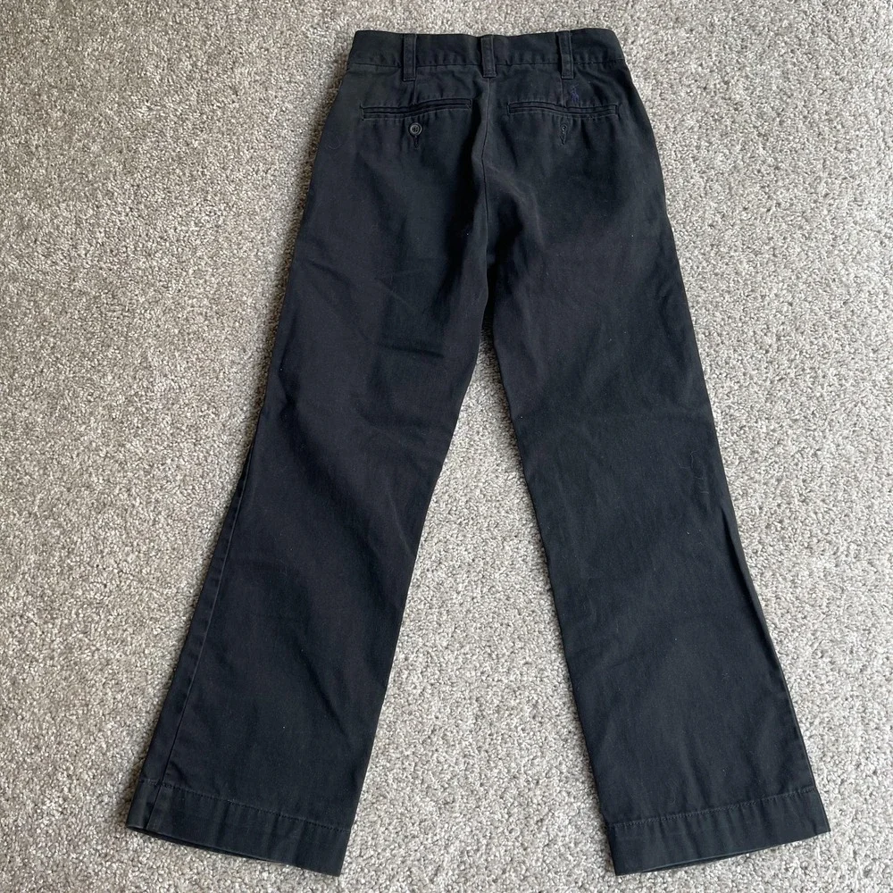 Polo Ralph Lauren Pants Boys 10 Black Chino Twill Cotton Casual Pockets School